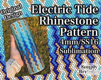 Electric Tide Sublimation Rhinestone Pattern | SS16/4mm Stone Size | Tumbler Maker Pattern Original Design