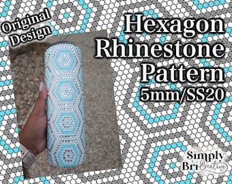 Hexagon Rhinestone Pattern | 20 oz. Skinny| 49 Stones Wide | SS20/5mm Stone Size | Tumbler Maker Pattern Original Design