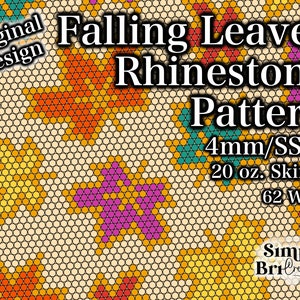 Falling Leaves Rhinestone Pattern | 20 oz. Skinny | 62 Stones Wide | SS16/4mm Stone Size | Tumbler Maker Pattern Original Design