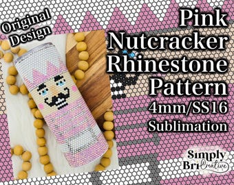 Pink Nutcracker Sublimation Rhinestone Pattern | SS16/4mm Stone Size | Tumbler Maker Pattern Original Design