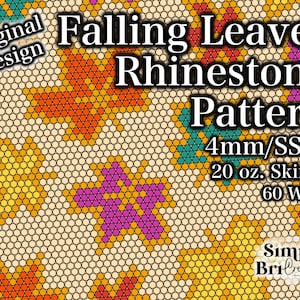 Falling Leaves Rhinestone Pattern | 20 oz. Skinny | 60 Stones Wide | SS16/4mm Stone Size | Tumbler Maker Pattern Original Design