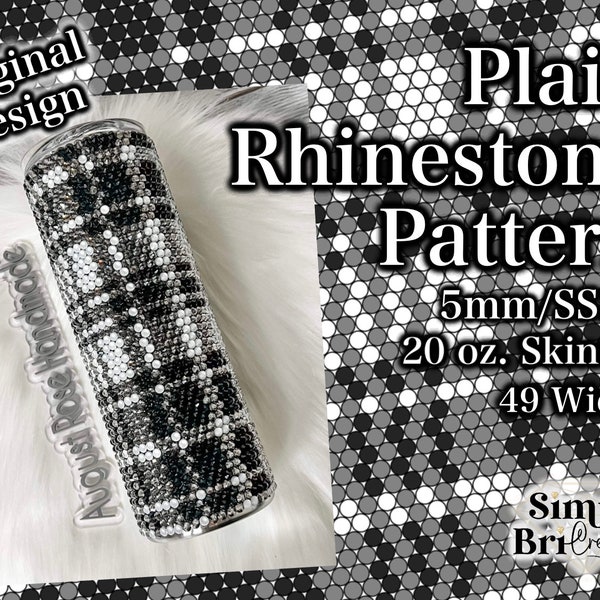 Plaid Rhinestone Pattern | 20 oz. Skinny | 49 Stones Wide | SS20/5mm Stone Size | Tumbler Maker Pattern Original Design