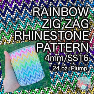 Rainbow Zig-Zag Rhinestone Pattern - 24 oz. Plump (4MM/SS16)