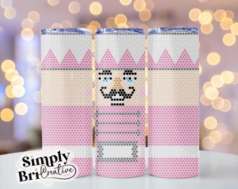 Pink Nutcracker Rhinestone Template Tumbler | 60 Stones Wide | SS16/4mm Stone Size | Tumbler Maker Pattern Original Design | Sublimation