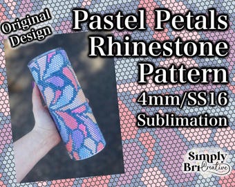 Pastel Petals Sublimation Rhinestone Pattern | SS16/4mm Stone Size | Tumbler Maker Pattern Original Design