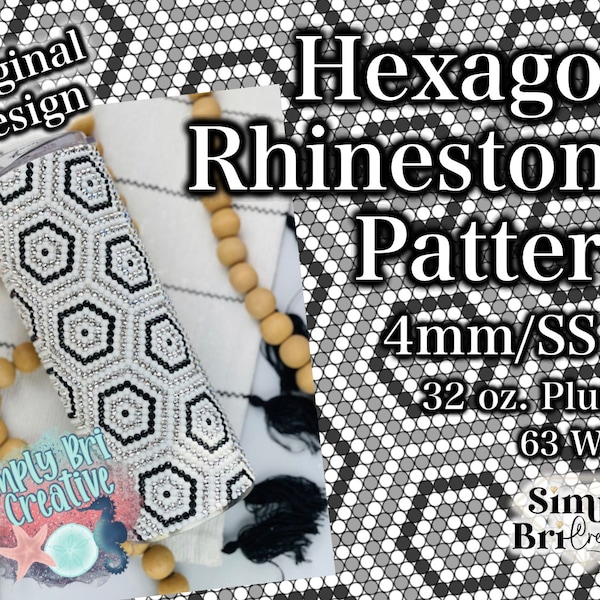 Hexagon Rhinestone Pattern | 32 oz. Plump | 63 Stones Wide | SS16/4mm Stone Size | Tumbler Maker Pattern Original Design