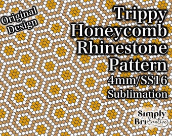 Trippy Honeycomb Sublimation Rhinestone Pattern | SS16/4mm Stone Size | Tumbler Maker Pattern Original Design