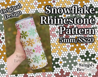 Diseño de copo de nieve con diamantes de imitación / Tamaño de piedra SS20/5 mm / Plantilla de diamantes de imitación de diseño original
