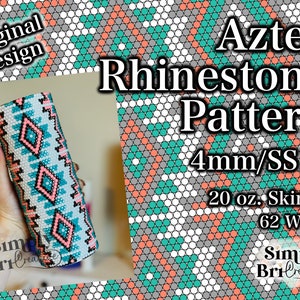 Aztec Rhinestone Pattern | 20 oz. Skinny | 62 Stones Wide | SS16/4mm Stone Size | Tumbler Maker Pattern Original Design