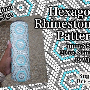 Hexagon Rhinestone Pattern | 20 oz. Skinny| 49 Stones Wide | SS20/5mm Stone Size | Tumbler Maker Pattern Original Design