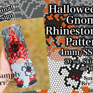 Halloween Gnome Rhinestone Pattern | 20 oz. Skinny | 60 Stones Wide | SS16/4mm Stone Size | Tumbler Maker Pattern Original Design