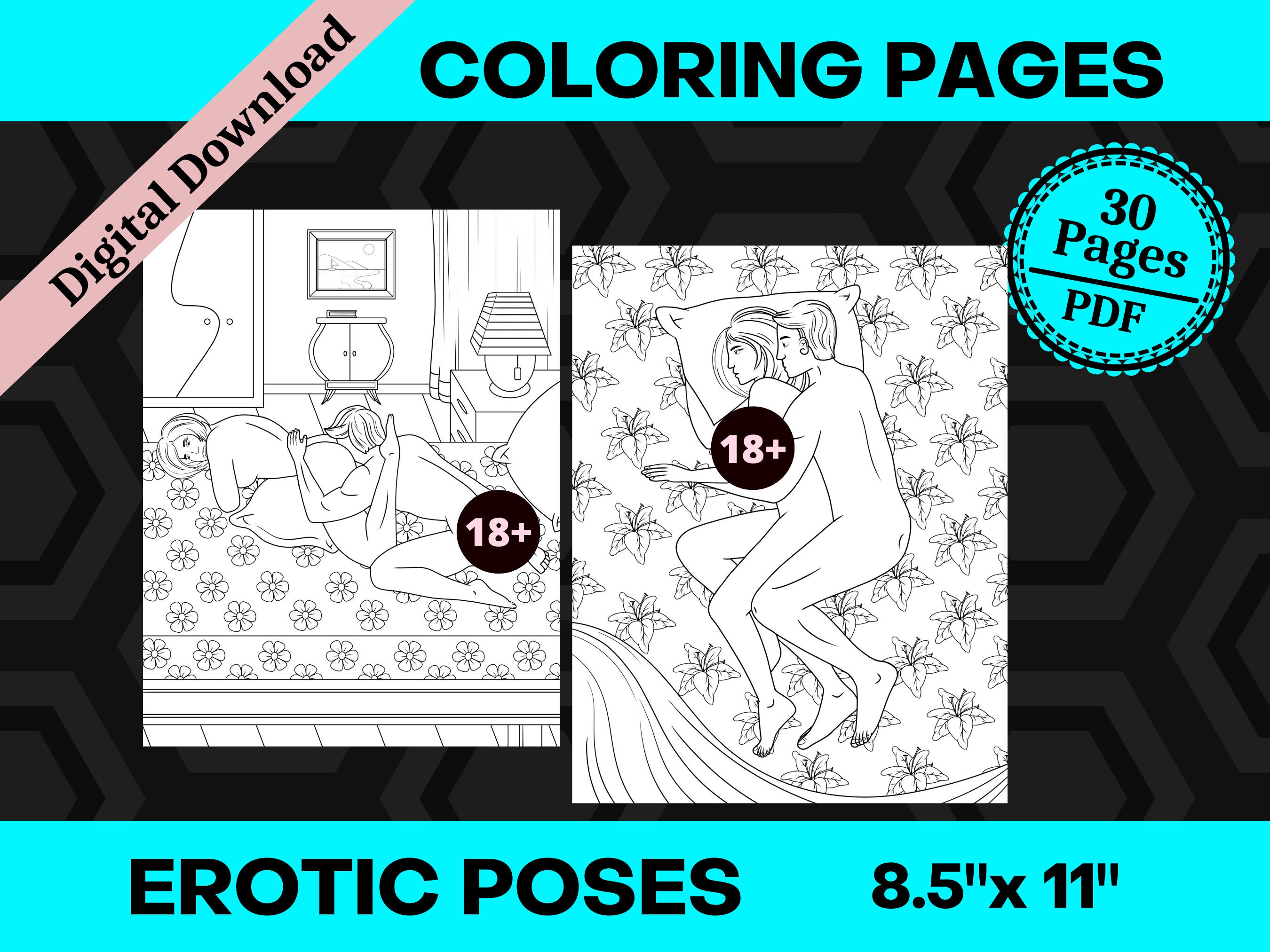 30 Adult Erotic Coloring Pages for Woman Girls Boys