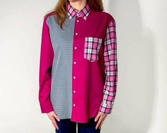 Handmade upcycled colourful shirt | one-of-a-kind design | repurposed materials