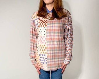 Handmade upcycled cotton shirt | one-of-a-kind design | repurposed materials