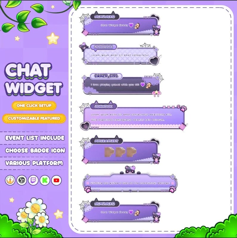 Pastel Creepy Cute Bear Twitch Chat Widget | Purple Gothic Stream ...