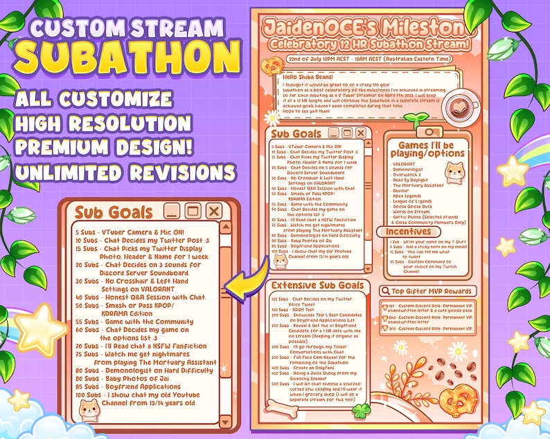 Custom Chibi Cute Stream Schedule and Subathon Schedule for Twitch ...