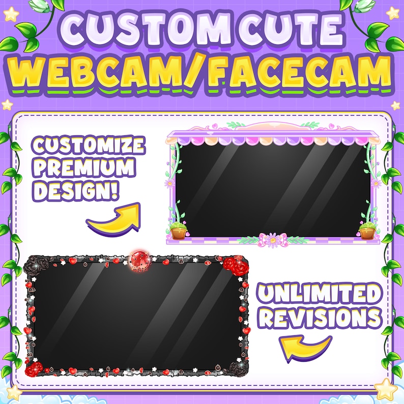 Custom Animated Facecam Overlay / Webcam Overlay in Cute Style or Cartoon for your Twitch, Kick, Youtube or Live Streaming image 2