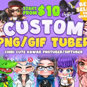 Custom Chibi Cute PNGTube, GIFTuber, VTuber / Chibi PNGTuber Model / PNGTuber Commissions for Streamer, Twitch or Youtube
