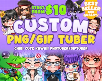 Custom Chibi Cute PNGTube, GIFTuber, VTuber / Chibi PNGTuber Model / PNGTuber Commissions for Streamer, Twitch or Youtube
