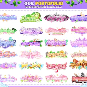 May include: A collection of colourful, stylised text designs featuring various names, including Goddesshq, Niana, Valkyrie, Blueberry_HC, Asadagrill, Itsnikkinn, Akimeran, HabitchubblesTV, Tygramas, Nightsuhii, OhMyLumi, Emmiku, Fritz Abeth, Angelica, Spyciclee, Cubbycxxpid, Postellow, Boobirds, Shroome, Nightfirer, Kawaiibunni, Tofiality, Taruoakez, and Korkainne.