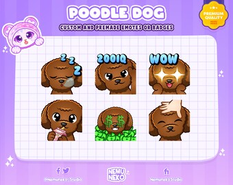 6x Brown Poodle Dog Emotes | Sleep Dog emotes | 200IQ Dog emotes| Wow Dog emotes| Sip Dog emotes| Money Dog emotes| Headpat Dog emotes