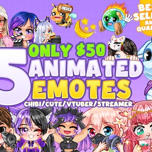 5x Custom Animated Emotes, Emojis, Sub Emotes for your twitch, youtube, facebook, discord | Custom GIF emotes | Premium Animated Emotes