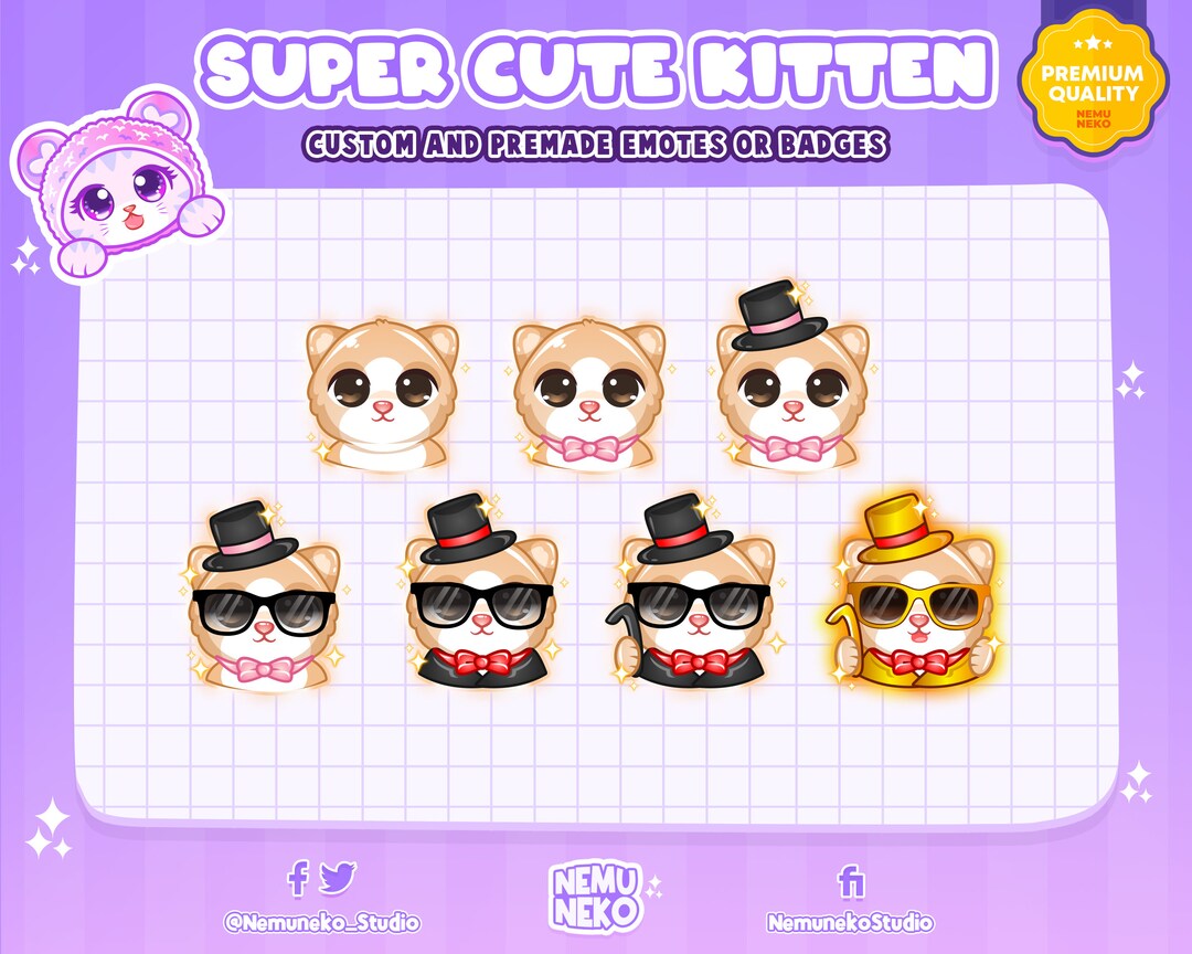 7x Super Cute Kittens Sub Badges or Bit Badges for Twitch Etsy