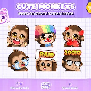 6x Cute Monkey Emotes | Wow monkey emotes| Clown Monkey emotes| Heart monkey emotes| Cry monkey emote| Raid monkey emote| 200IQ monkey emote