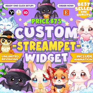 Custom Chibi Cute Stream Pet Widget / Animated Stream Widget / Pet Alerts Widget / Reactive for Streaming Twitch, Kick or Youtube