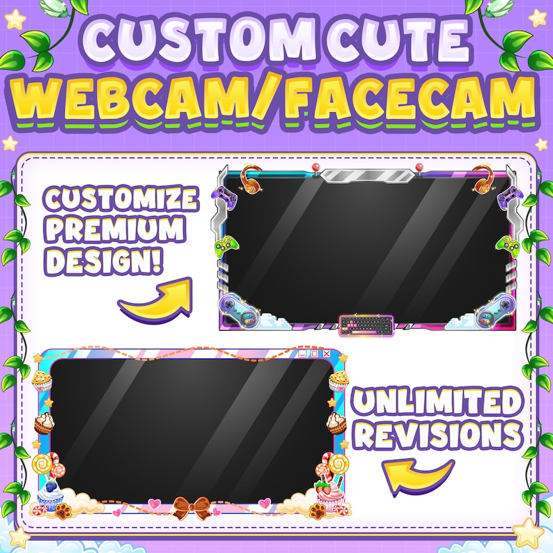 Custom Animated Facecam Overlay / Webcam Overlay in Cute Style or Cartoon for your Twitch, Kick, Youtube or Live Streaming image 7