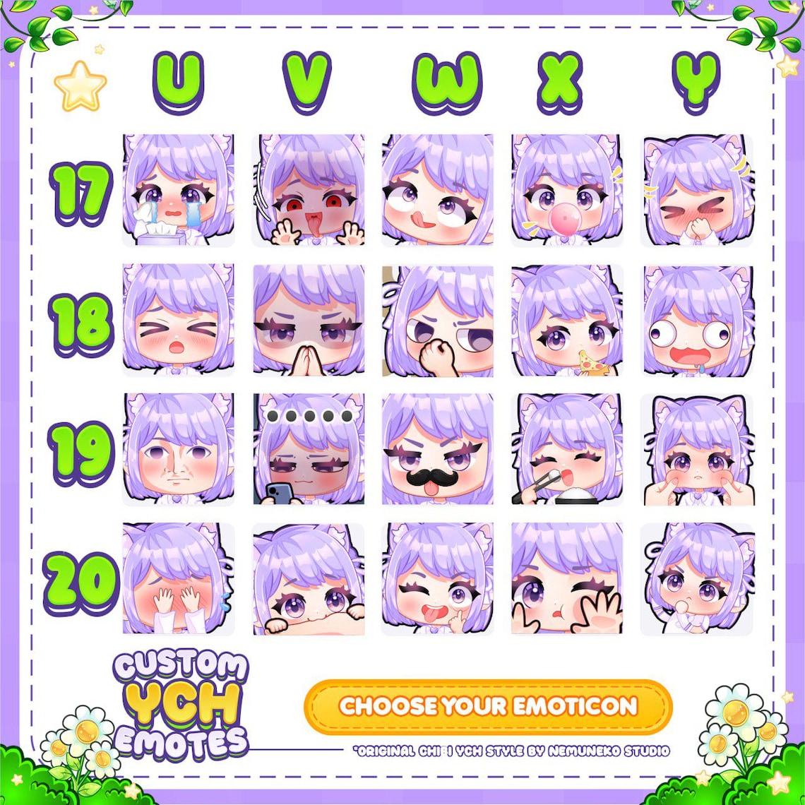 Modle Emotes Custom Chibi YCH Emotes for Vtuber and Streamer | Emotes Used in Twitch ...