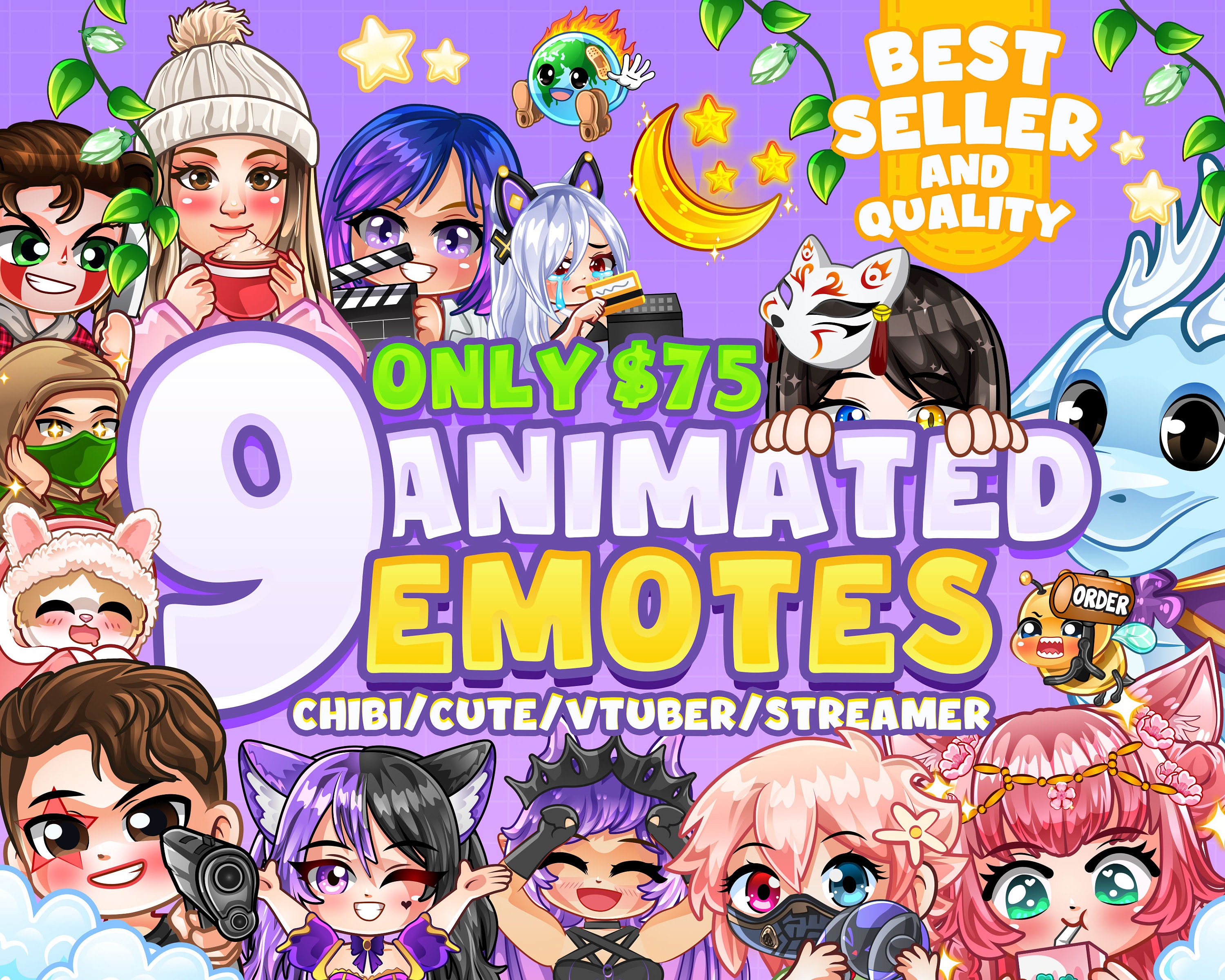 9x Custom Animated Emotes, Emojis, Sub Emotes for Your Twitch, Youtube ...