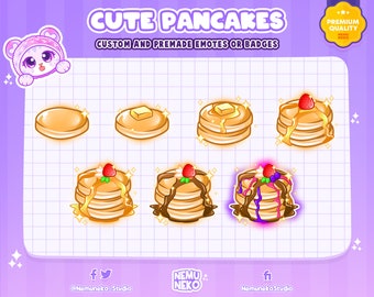 7x Cute Pancakes Sub Badges or Bit Badges for Twitch, Discord, Facebook, and Youtube