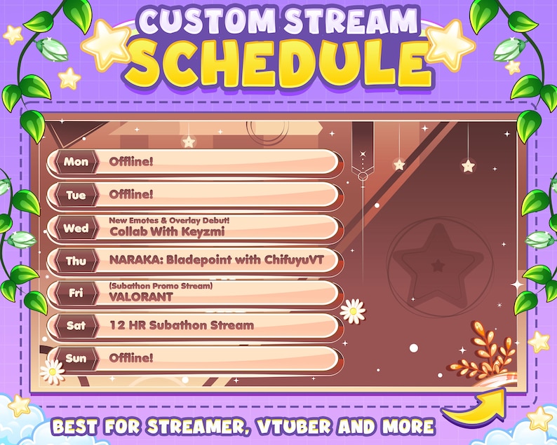 Custom Chibi Cute Stream Schedule and Subathon Schedule for Twitch ...