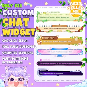 Custom Chibi Cute Chat Widget Bubble for Twitch, Kick or Youtube | StreamElement Chat Widget