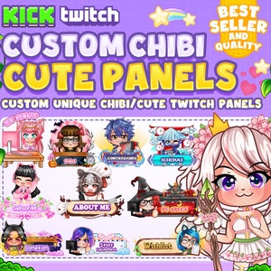 Custom Chibi Cute Twitch Panels for your Stream / Personalized Twitch Panels