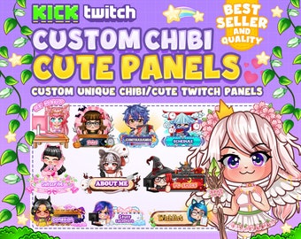 Custom Chibi Cute Twitch Panels for your Stream / Personalized Twitch Panels