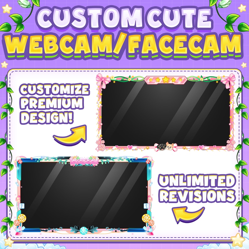 Custom Animated Facecam Overlay / Webcam Overlay in Cute Style or Cartoon for your Twitch, Kick, Youtube or Live Streaming image 5