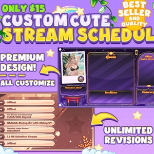 Custom Chibi Cute Stream Schedule and Subathon Schedule for Twitch, Kick or Youtube
