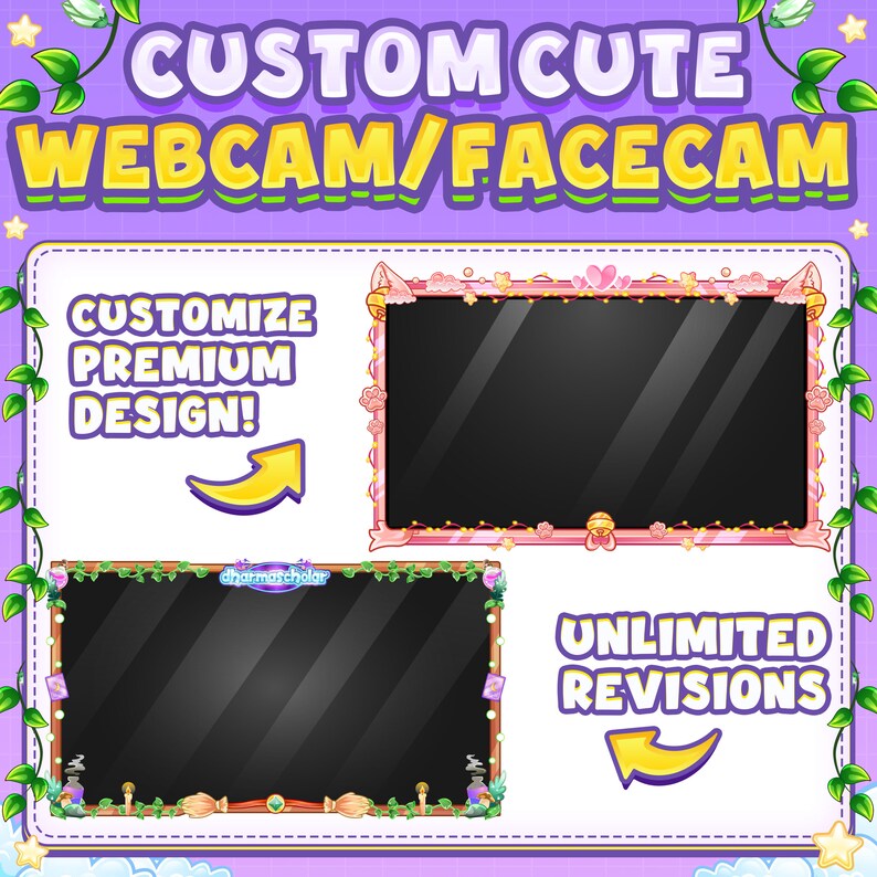 Custom Animated Facecam Overlay / Webcam Overlay in Cute Style or Cartoon for your Twitch, Kick, Youtube or Live Streaming image 4