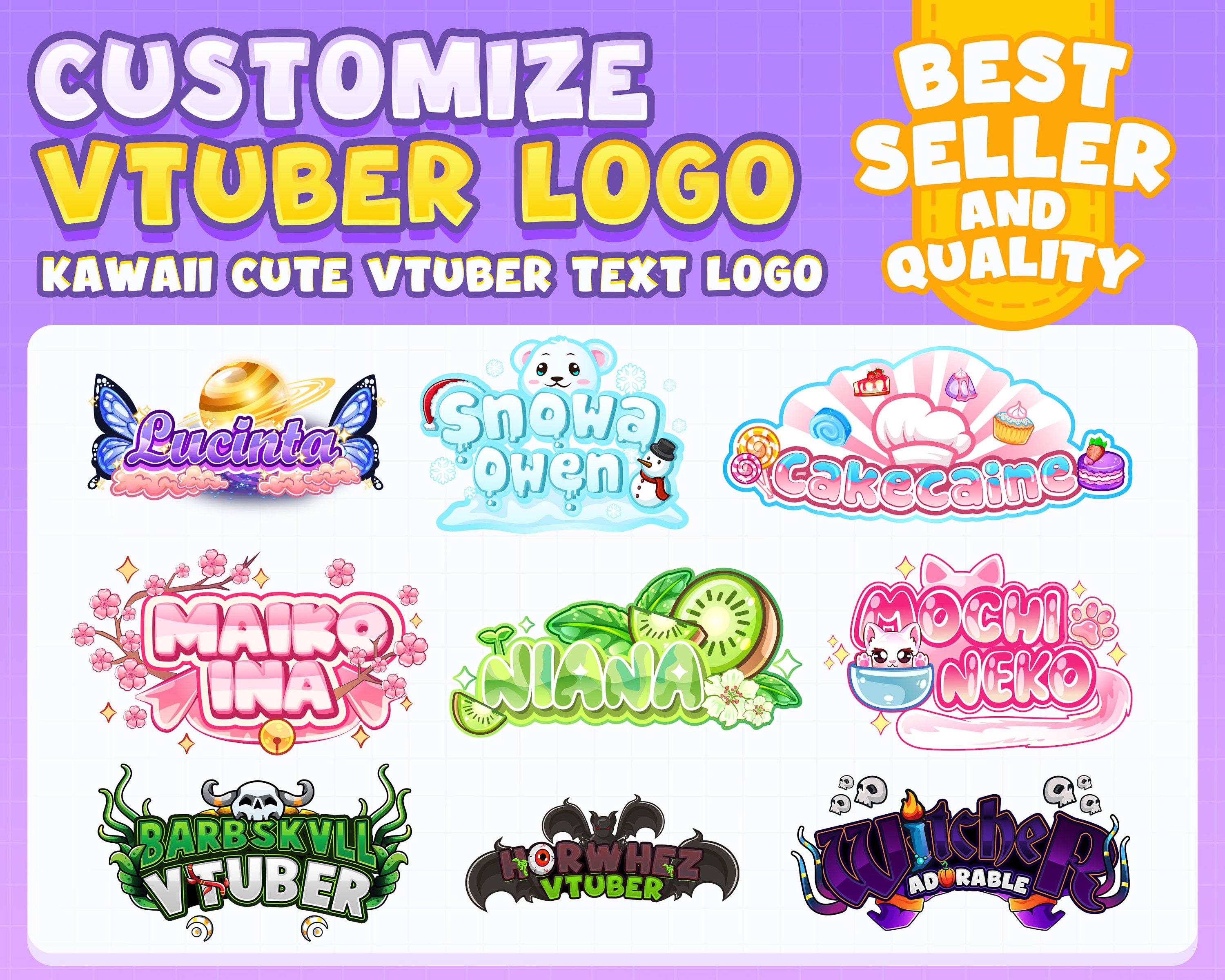 How To Add Text On Cute Cut Custom Cute Vtuber Logo Text Cute Logo Chibi Logo Kawaii - Etsy UK