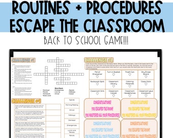 Routines and Procedures Escape the Room. Back to School Escape the Room