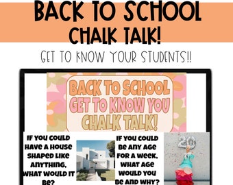 Back to School Chalk Talk. Get to Know You Activity. Back to School Game.