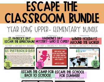 Escape the Classroom Year Long Bundle. Reading Skills Escape the room.