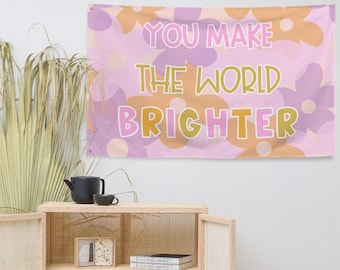 You Make The World Brighter Tapestry Floral, Teacher Tapestry, Classroom Decor