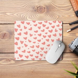 Cute Hearts Mouse Pad - Boho Hearts Mouse Pad - Aesthetic Mousepad - Teacher Mouse Pad - Boho Desk Accessories - Gift for Coworker