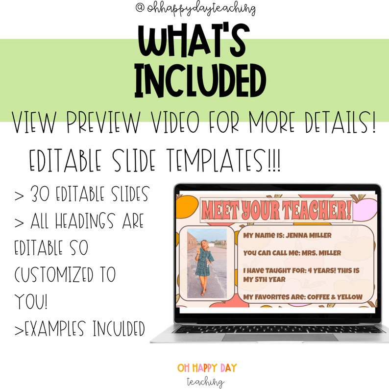 Back to School Meet the Teacher Open House google Slides, Powerpoint Presentations. Etsy