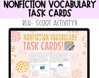 Nonfiction Vocabulary Task Cards. RI 4.4. RI 4