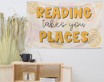 Reading Takes You Places Gobelin, Lehrer Wandteppich, Klassenzimmer Dekor