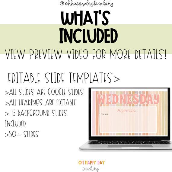 Google Slide Templates Daily Agenda Slides September Etsy